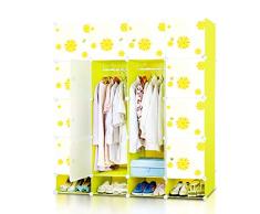 Ffshop Ropero Combinado Combinación de Resina Armario Simple Armario Plegable Armario de Almacenamiento Armario Amarillo de Seis Puertas Armario de Armario Portátil
