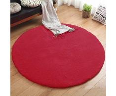Liveinu Redondo Shaggy Alfombra con Respaldo Antideslizante Alfombra de Peluche Salón Modernas para Decoración Ø 60 cm Rojo