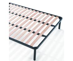 - EvergreenWeb - Somier ortopédico de láminas de madera, reforzado con doble barra central y 4 patas desmontables. La estructura de soporte está realizada completamente en hierro. La base integrada es ideal para todos los tipos de camas y colchones 