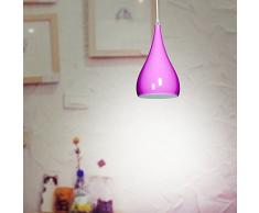 Moderno Diseño Colgante de Luz - Industrial Lágrima forma Iluminación Colgante de Aluminio, E27 Lámpara de Techo para Loft Dormitorio Restaurante Café (Rosa)