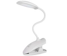 LEDGLE Lámpara Pinza, Lámpara Lectura, Luz de Lectura con Recargable Cable USB, Regulable de 8W Segura para la Vista, Cuello de Cisne Flexible para Lectores Noche, Ninos, Estudio, Cama, Viaje