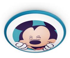 Philips Disney Mickey Mouse - Plafón, iluminación interior, luz blanca cálida, bombilla led de 7,5 W, plástico, color azul