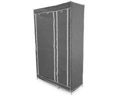 PrimeMatik - Armario ropero guardarropa de Tela Desmontable 110 x 45 x 175 cm Gris Doble con Puertas enrollables