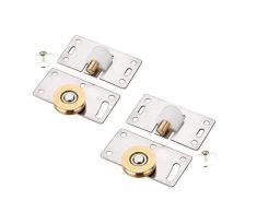 2 piezas Armario Puerta corredera Polea Acero inoxidable Ranurado Rueda de cobre Puerta corredera Rueda Puerta corredera Armario Armario Barra deslizante Polea Accesorios de la rueda