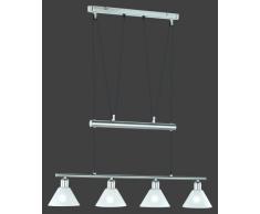 Trio 3751041-07 - Lámpara de techo de níquel y cristal opalado mate, 4 luces (E14, máx. 40 W), color blanco