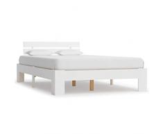 vidaXL Madera Maciza Pino Estructura Cama Somier Mobiliario Casa Clásica Práctica Cómoda Moderna Robusta y Duradera Sin Colchón Blanca 120x200cm