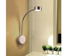Luz de Pared LED Lámpara de Lectura Lámpara de Cabecera Lámpara de Cama con Interruptor Lámpara de Pared Flexible Cuello Cisne 3W Dormitorio Aluminio Moderna Ajustable Luz de Lectura,Warmlight/3000k