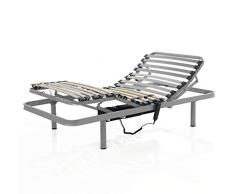 MIVIS - Somier electrico articulado de acero multilaminas de abedul, tamaño 75 / 190 cm, color gris