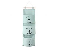Albeey - Organizador colgante con 3 bolsillos para habitación infantil verde Talla:58*20cm