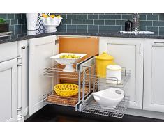 Rev-A-Shelf - 5PSP-18SC-CR - 45,72 cm Estor Esquina Armario extraÃble Cromado 2 Niveles Cesta de Alambre Organizador con Deslizadores de Cierre Suave