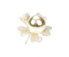 Lote de 30 Elegantes Alfileres con Capuchón"Perla Ovalada y Cama de 5 Hojas". Complementos. Joyas y Bisutería. Detalles de Bodas, Comuniones, Bautizos. CC
