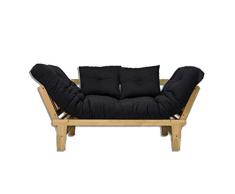 Sofá Cama Sésamo,Natural, Futón Negro, 200x82x32 cm