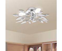 vidaXL Lámpara de Techo Original E14 con Forma de Hojas Blanco y Transparente