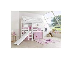 Cama CABAÑA Robin - Blanco Lacado - con tobogán Blanco Lacado