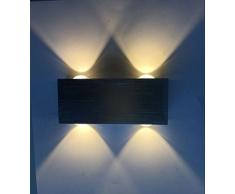 Louvra Apliques de Pared Lámpara de Pared en Moda de Puro Aluminio 4 LED 4W, Iluminación de Pasillo, Entrada, Dormitorio, Decoración Hogar, Blanco Cálido