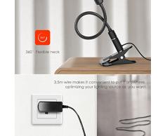 Lámpara de Escritorio teckin LED Lámpara con pinza (4 W, DIMM Bar Ojo Cuidado quickbuy24 – Lámparas con 3 brillo tufe, 360 ° flexible cuello de cisne Lectura Para Dormitorio Oficina (No recargable)