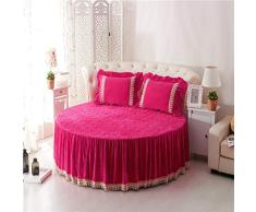 JYXJJKK Cama Redonda Acolchada Acolchado Cama Falda,Coral Fleece Cama Cubierta Redonda-B 200x200cm(79x79inch)
