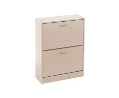 LOLAhome Zapatero Beige de Madera MDF con 2 Puertas de 80x24x60 cm