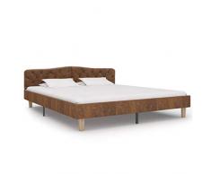 vidaXL Estructura de Cama Piel de Ante Artificial Mobiliario Casa Clásica Práctica Cómoda Moderna Robusta y Duradera Sin Colchón Marrón 180x200cm