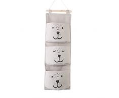 Ebeta Bolsa Colgante Bolsa de Almacenamiento Organizador Colgante Organizador de Puertas de Pared Bolsillo de Utilidad 3 cajones (Gris)