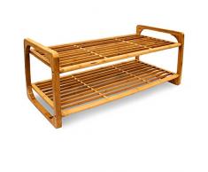 Relaxdays – Soporte para Pasteles (2 Pisos Zapatero/Zapatos Holder Solución De Almacenamiento Decorativo para 6 Pares de Zapatos de bambú, marrón, 75 x 33 x 33 cm