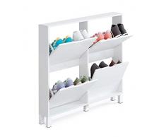 Pitarch Zapatero Pasillo Blanco Brillo 4 Puertas Armario Mueble Estrecho 98x17