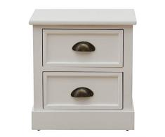 Rebecca Mobili Mesita de Noche Estilo clásico, Blanca, cómoda pequeña, 2 cajones, Madera, Cuarto de baño Dormitorio- Medidas: 45 x 37 x 27 cm (AxANxF) - Art. RE4556