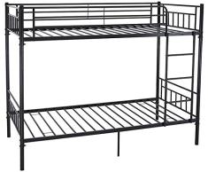 Litera de metal individual bastidor de la cama 2 niños gemelos,Black