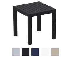 CLP Mesa Auxiliar Ocean Impermeable I Mesa Jardín Resistente a Las inclemencias del Tiempo I Mesa de Plástico Resistente a los Rayos UV I Color: Negro
