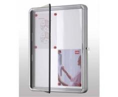 Nobo - Vitrina metálica magnética para interior con puerta de vidrio para 4 hojas A4, blanco