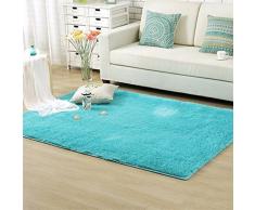 bibabo25 sala de estar antideslizante alfombra de peluche Shaggy suave zona alfombra puerta suelo Mat, poliéster, azul, 50cm by 80cm