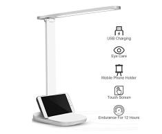 Lampara Escritorio LED, Protección para los Ojos Lámpara de Escritorio RegulableTáctil Control, Lámparas de Mesa USB Recargable, Lámparas mesilla de noche Plegable Luz