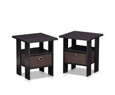 Furinno Andrey-Mesita de Noche con diseño de Drawer, Nogal Oscuro, 39.37 x 39.37 x 44.45 cm