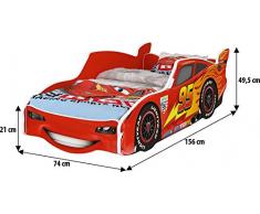 CAMA COCHE MCQUEEN INFANTIL HOGARTREND DISNEY CARS (interior rojo)
