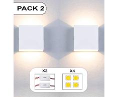 Apliques Pared led Set 2 uds con repuestos de Driver y Leds Forma Cuadrada 6W Aplique Pared Interior Salon Dormitorio pasillos Negocios lampara Pared Color Blanco luz Calida