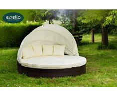 Essella Honolulu sol isla cama de día de ratán con extra fuerte 1,4 mm mimbre, bicolor marrón