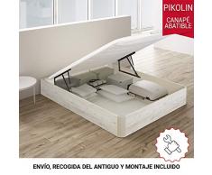 PIKOLIN, canapé abatible Gran Capacidad de almacenaje Color Gris Glaciar 135x190, Servicio de Entrega Premium Incluido