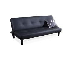 Adec - Cheap, Sofá Cama Sistema Clic-clac, Sofá Comedor salón, Apertura Tipo Libro, Acabado en símil Piel Color Negro, Medidas: Sofá 170 cm (Largo) x 83 cm (Fondo) x 75 cm (Alto)