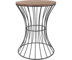 Spetebo - Mesa auxiliar decorativa, de metal con tablero de madera, mesa ornamental con estructura de metal curvado, metal, Negro , 39.5 cm x 30 cm