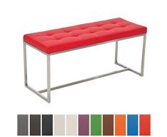 CLP Banco 2 Plazas Barci Tapizado En Simil Cuero I Banco De Recibidor con Base De Acero INOX. I Taburete Pie De Cama Moderno I Color: Rojo