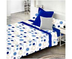 COTTON ARTean Juego de sabanas LLANES Azul Cama de 90 x 190/200. 50% ALGODÓN-50% Poliester.