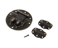 1Pieza envejecido diseño Retro muebles decorativo armario joyero Latch cadenas. Bloqueo y juego de bisagras con tornillos color bronce