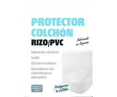 Protector colchón cama 90 x 200cm + 25cm IMPERMEABLE* ABSORBENTE* LAVABLE* ANTI-ACAROS* AJUSTABLE* GOMA EN TODO SU PERÍMETRO* RIZO Y PVC (pack TOBILLEROS RegalitosTV) (90_x_200_cm)