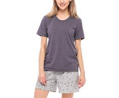 Merry Style Pijama Conjunto Camiseta y Pantalones Ropa de Cama Mujer MS10-177(Melange Oscuro/Gris, XXL)
