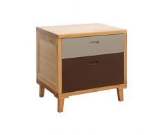 Mobili Rebecca® Mesa de Noche Velador 2 Cajones Madera Marrón Design Escandinavo Dormitorio Salón (Cod. RE6047)