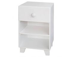 Bainba Mesita de Noche Infantil Piccolo. Redondo Blanco, 57 x 32 x 34 cm