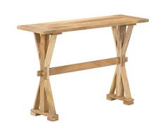 Tidyard- Mesa Consola Mesa Auxiliar de Madera Maciza de Mango con una Superficie Rústica y un Acabado de Base Natural Marrón 118 x 35 x 76 cm