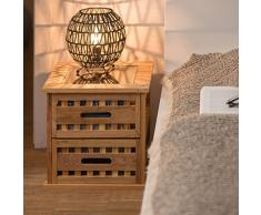 Relaxdays Mesa Auxiliar Cuadrada con Dos Cajones, Madera de Nogal, Marrón, 34 X 34 X 34 Cm