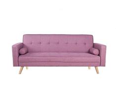 HOGAR24 ES Sofá Cama 846 3 Plazas Sistema Apertura Clic-Clac, Color Rosa. Medidas 206x75x89 cm