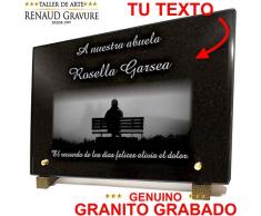 Placa funeraria Banco Persona Lago, en Granito Grabado, Personalizable 30 x 20 x 2 cm